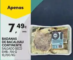 Continente Badanas de bacalhau continente promoção