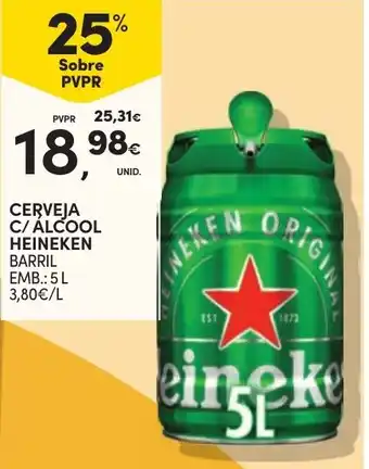 Cerveja c/ alcool heineken barril