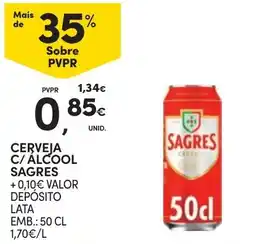 Continente Cerveja c/ álcool sagres promoção