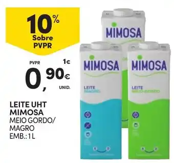 Continente Leite uht mimosa meio gordo/magro promoção