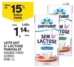 Continente Leite uht s/ lactose parmalat magro/meio gordo promoção