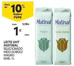 Continente Leite uht matinal selecionado meio gordo/magro promoção