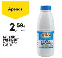Continente Leite uht president m/g cabra promoção