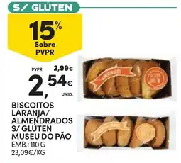 Continente Biscoitos laranja/almendrados s/ glúten museu do pão promoção