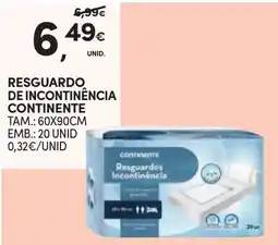 Continente Resguardo de incontinência continente promoção