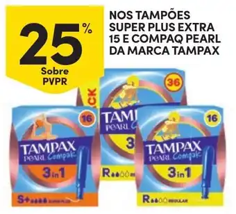 Continente tampões super plus extra 15 e compaq pearl da marca tampax promoção