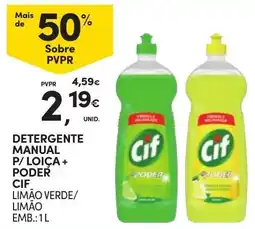 Continente Detergente manual p/ loica + poder cif limao verde/ limao promoção