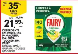 Continente Detergente em pastilhas p/ máquina da loiça tudo em um fairy original limão promoção