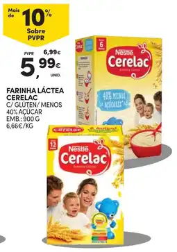 Continente Farinha láctea cerelac c/ glúten/ menos 40% açúcar promoção