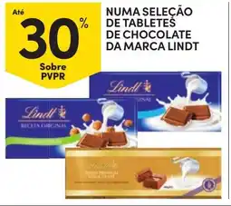 Continente numa seleção de tabletes de chocolate da marca lindt promoção