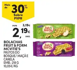Continente Bolachas fruit & form mcvitie's frutos do bosque/maçã e canela promoção