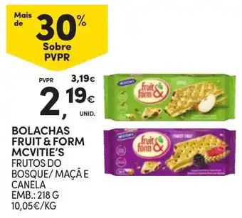Continente Bolachas fruit & form mcvitie's frutos do bosque/maçã e canela promoção