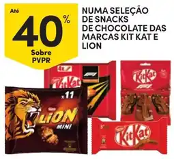 Continente Snacks de chocolate das marcas kit kat e lion promoção