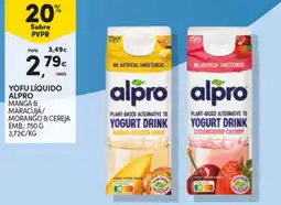 Continente Yofu líquido alpro manga & maracujá/morango & cereja promoção