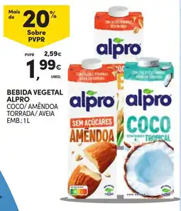 Continente bebida vegetal alpro coco/amêndoa torrada/aveia promoção
