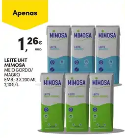 Continente Leite uht mimosa meio gordo/magro promoção