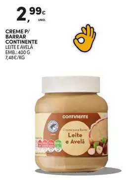 Continente Creme para barrar leite e avelã continente promoção