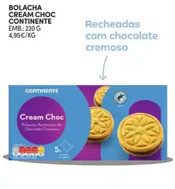Continente Bolacha cream choc continente promoção