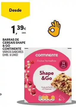 Continente Barras de cereais shape & go continente promoção
