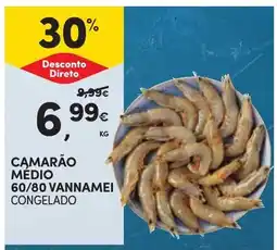 Continente Camarão médio 60/80 vannamei congelado promoção