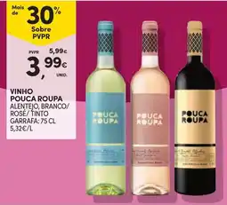 Continente vinho pouca roupa alentejo, branco/ rosé/ tinto promoção