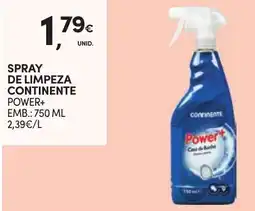 Continente spray de limpeza continente power+ promoção