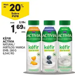 Continente Kéfir activia natural/mirtilos/manga promoção