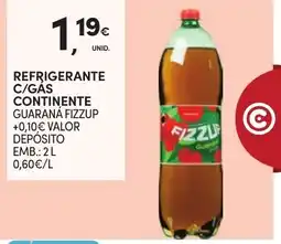Continente refrigerante c/gás continente guarana fizzup promoção