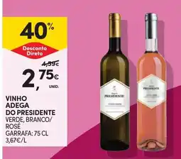 Continente vinho adega do presidente verde, branco/ rosé promoção