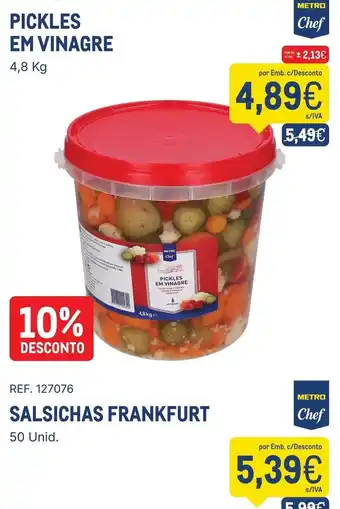 Pickles em vinagre metro chef