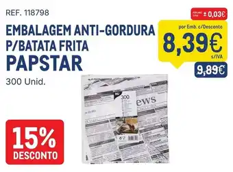 Embalagem anti-gordura p/batata frita papstar