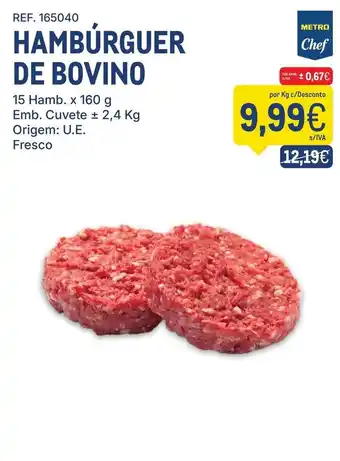 Makro Hambúrguer de bovino metro chef promoção