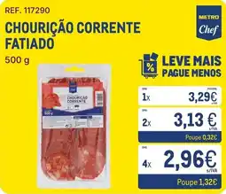 Makro Chourição corrente fatiado metro chef promoção