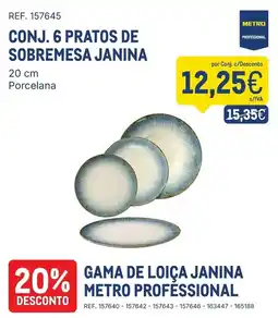 Makro conj. 6 pratos de sobremesa janina promoção