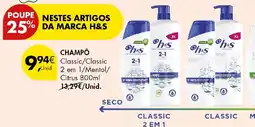 Pingo Doce Champô classic/classic 2 em 1/mentol/citrus promoção