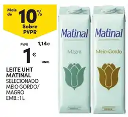 Continente Bom dia Leite uht matinal selecionado meio gordo/magro promoção