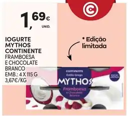 Continente Bom dia Iogurte mythos continente framboesa e chocolate branco promoção