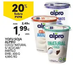 Continente Bom dia Yofu soja alpro coco/ natural s/ acucar/ mirtilo promoção