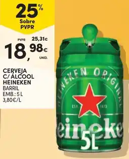 Continente Bom dia Cerveja c/ alcool heineken barril promoção