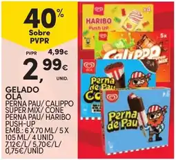 Continente Bom dia Gelado Ola Perna Pau/ Calippo Super Mix/ Cone Perna Pau/ Haribo Push-Up promoção