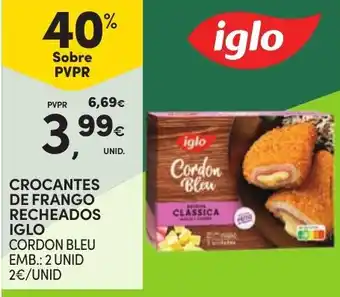 Continente Bom dia Crocantes de frango recheados iglo cordon bleu promoção
