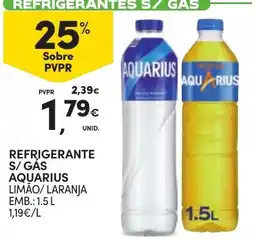 Continente Bom dia Refrigerante s/ gas aquarius limão/ laranja promoção
