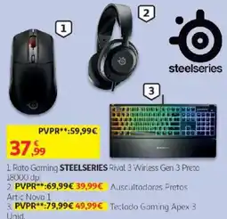 Auchan rato gaming steelseries rival 3 wireless gen 3 preto promoção