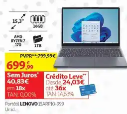 Auchan Portátil lenovo 15arp10-999 promoção