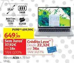 Auchan Portátil acer al15-54p promoção