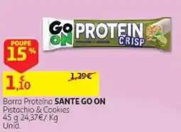 Auchan barra proteína sante go on pistachio & cookies promoção
