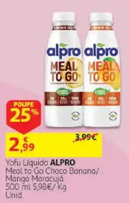 Auchan Yofu Líquido ALPRO Meal to Go Choco Banana/Manga Maracujá promoção