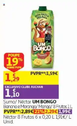 Auchan Sumo/ Néctar UM BONGO Banana e Morango/ Manga/ 8 Frutos promoção