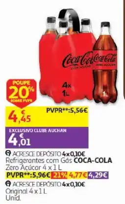Auchan Refrigerantes com Gás Coca-Cola Zero Açúcar promoção