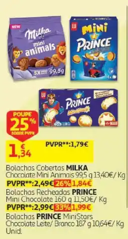 Auchan Bolachas Cobertas MILKA Chocolate Mini Animais promoção